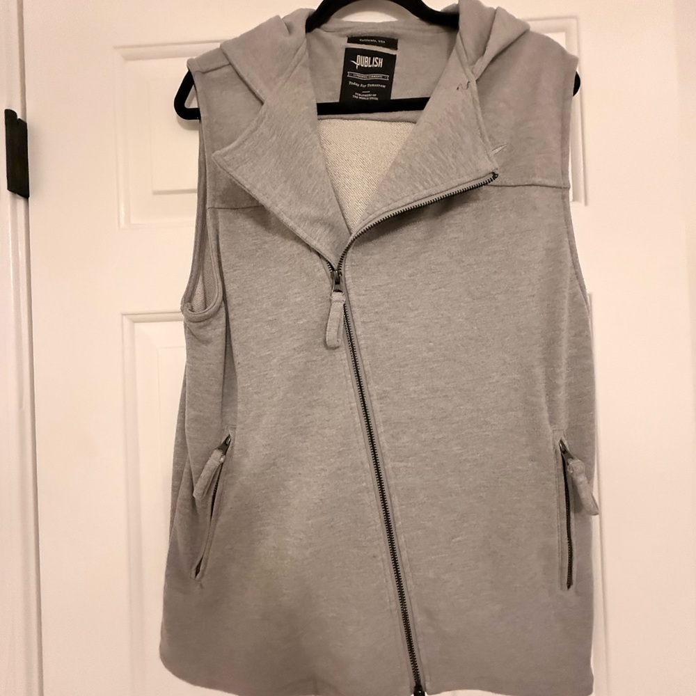 Publish Brand Clothing Gray Full Zip Hoodie Vest Sweatshirt SZ M